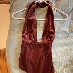 MACY & TAYLOR | Velvet Halter Bodysuit